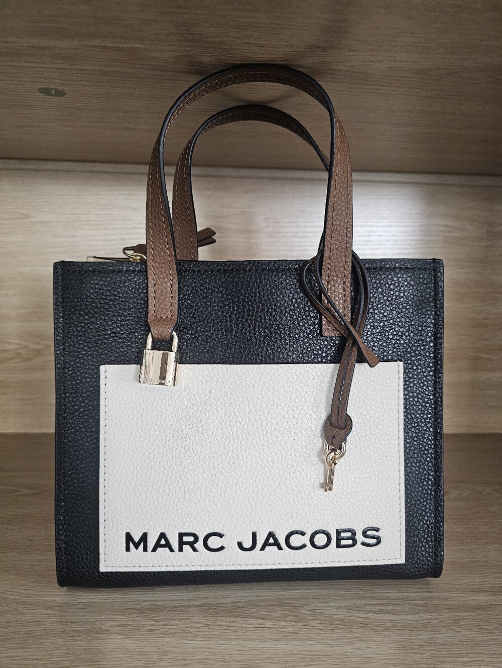 Marc Jacobs Black, White & Brown Leather Mini Tote